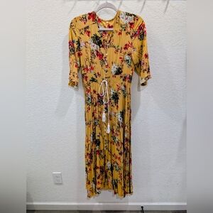 Floral Yellow Button-up Maxi Dress